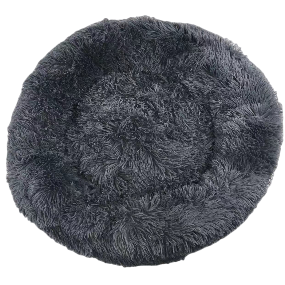 Yes4pets Large Round Calming Plush Cat Dog Bed Comfy Puppy Fluffy Bedding Dark Grey Pet Beds