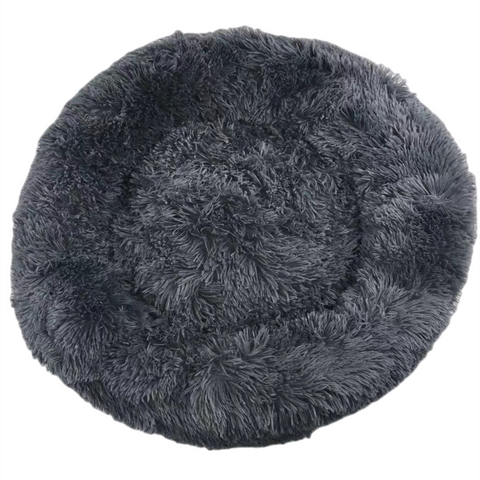 Yes4pets Medium Round Calming Plush Cat Dog Bed Comfy Puppy Fluffy Bedding Dark Grey Pet Beds