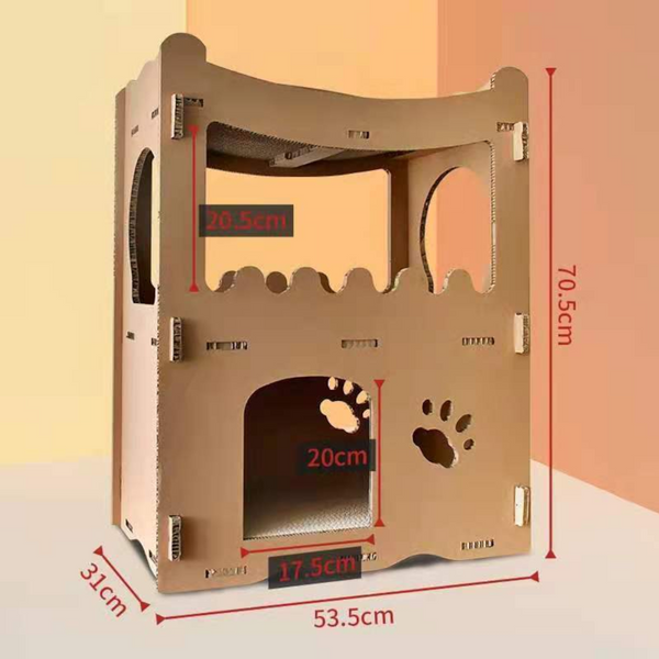 Yes4pets Cat Cardboard House Tower Condo Scratcher Pet Post Furniture Double Storey Cat Houses