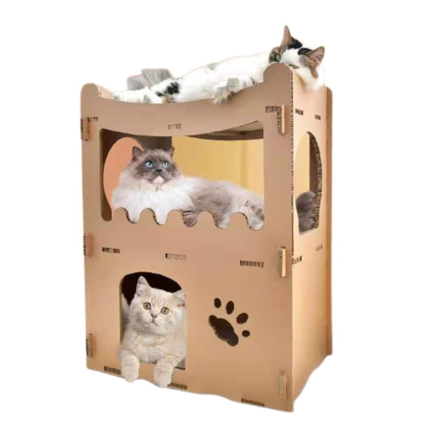 Yes4pets Cat Cardboard House Tower Condo Scratcher Pet Post Furniture Double Storey Cat Houses