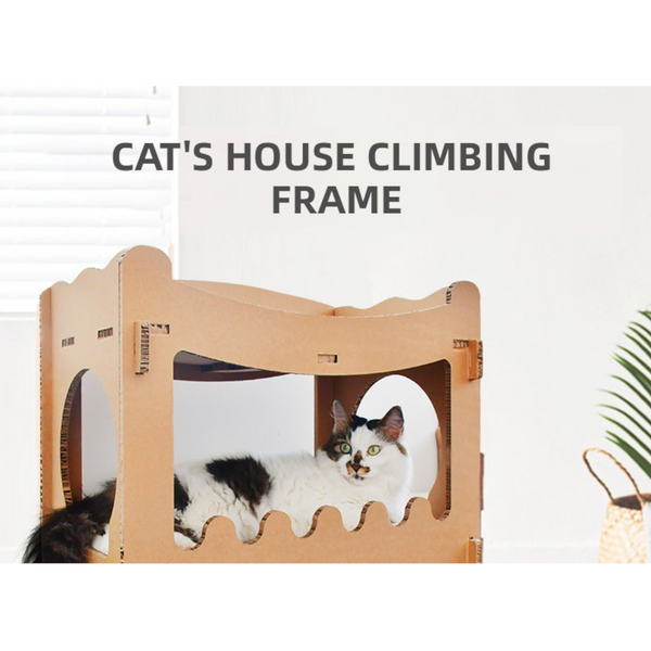 Yes4pets Cat Cardboard House Tower Condo Scratcher Pet Post Furniture Double Storey Cat Houses