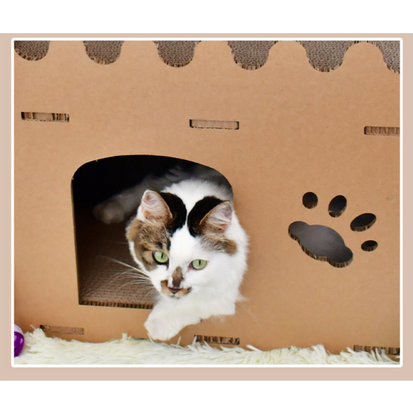 Yes4pets Cat Cardboard House Tower Condo Scratcher Pet Post Furniture Double Storey Cat Houses