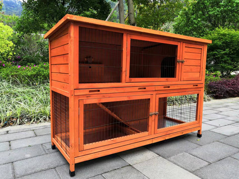 150 Cm Xxl Double Storey Rabbit Hutch Guinea Pig Ferret Cage Cat House Small Animal Cages & Hutches
