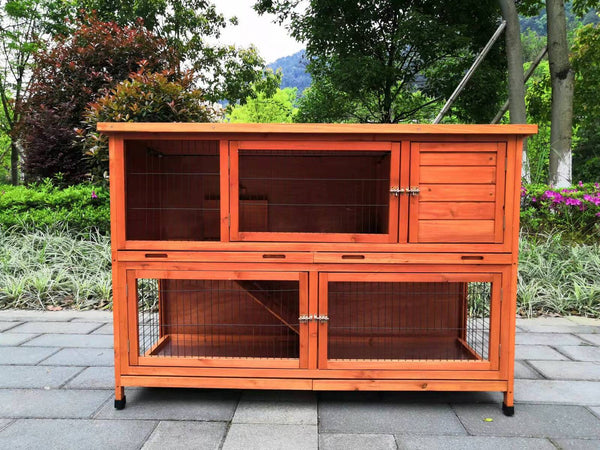 150 Cm Xxl Double Storey Rabbit Hutch Guinea Pig Ferret Cage Cat House Small Animal Cages & Hutches