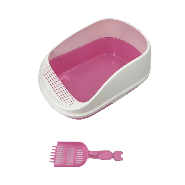 Yes4pets Large Portable Cat Toilet Litter Box Tray House With Scoop Pink Litter Trays