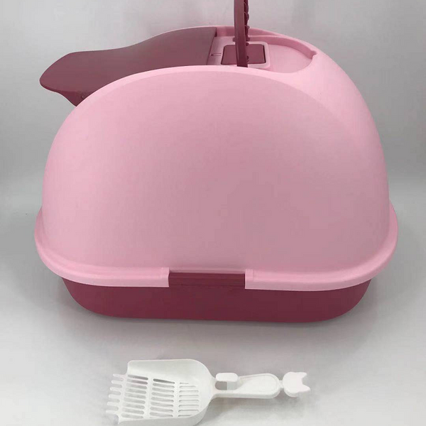 Xl Hooded Cat Toilet Litter Box Tray House With Charcoal Filter And Scoop Pink Litter Trays