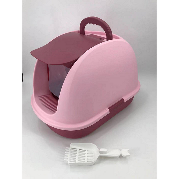 Xl Hooded Cat Toilet Litter Box Tray House With Charcoal Filter And Scoop Pink Litter Trays