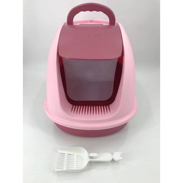 Xl Hooded Cat Toilet Litter Box Tray House With Charcoal Filter And Scoop Pink Litter Trays