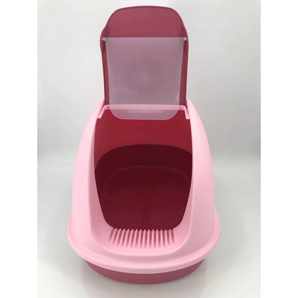 Xl Hooded Cat Toilet Litter Box Tray House With Charcoal Filter And Scoop Pink Litter Trays