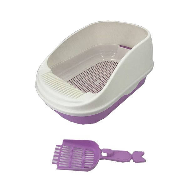 Yes4pets Large Portable Cat Toilet Litter Box Tray With Scoop And Grid Purple Litter Trays