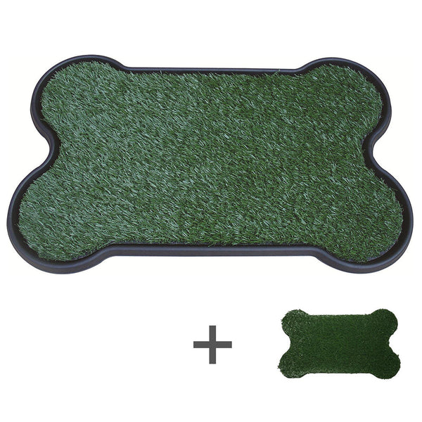 Yes4pets Dog Puppy Toilet Grass Potty Training Mat Loo Pad Bone Shape Indoor With 2 Puppy Training Pads