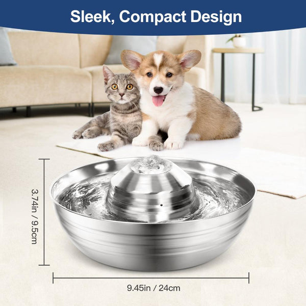 Yes4pets 2L Automatic Electric Pet Water Fountain Dog Cat Stainless Steel Feeder Bowl Dispenser Dog Automatic Feeders