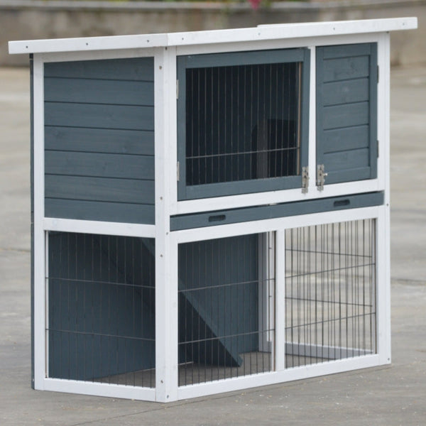 Yes4pets L Double Storey Rabbit Hutch Guinea Pig Cage Ferret W Pull Out Tray Small Animal Cages & Hutches