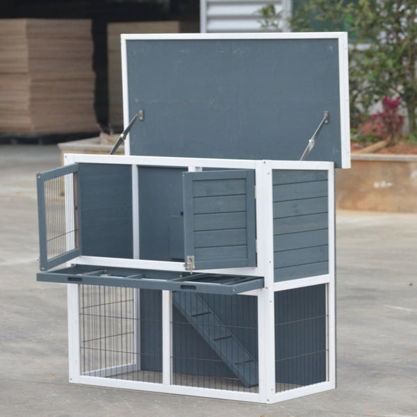 Yes4pets L Double Storey Rabbit Hutch Guinea Pig Cage Ferret W Pull Out Tray Small Animal Cages & Hutches