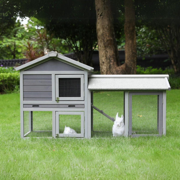 148Cm Rabbit Hutch Metal Run Wooden Cage Guinea Pig House Small Animal Cages & Hutches