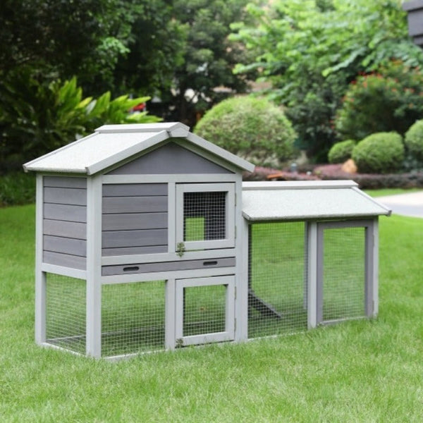 148Cm Rabbit Hutch Metal Run Wooden Cage Guinea Pig House Small Animal Cages & Hutches