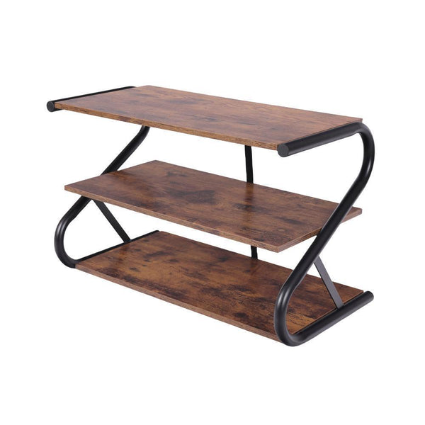 Matte Black Frame Rustic Wood 3 Tier Medium Shoe Rack Shelf Stand Storage Organizer Shoe Racks