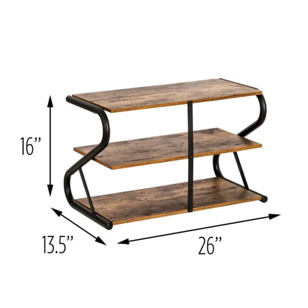 Matte Black Frame Rustic Wood 3 Tier Medium Shoe Rack Shelf Stand Storage Organizer Shoe Racks