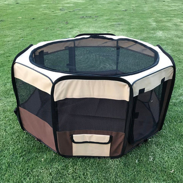 Yes4pets Medium Brown Pet Dog Cat Puppy Rabbit Tent Soft Playpen Fences & Pens