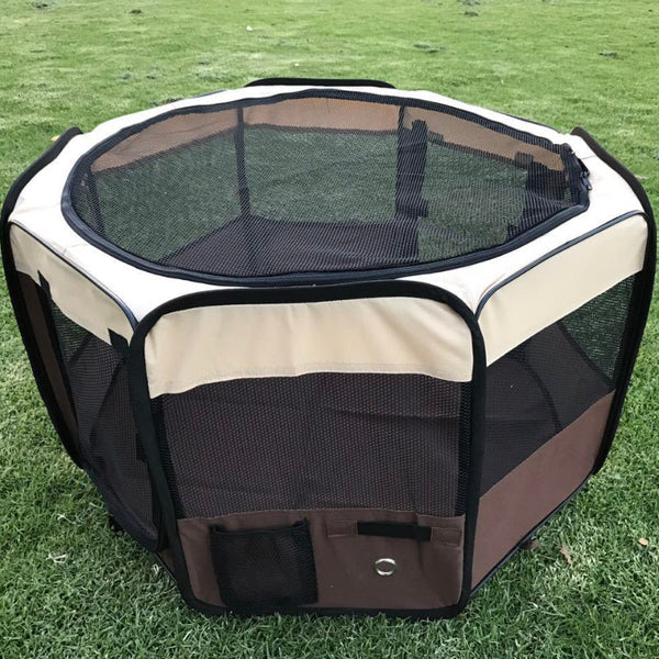 Yes4pets Medium Brown Pet Dog Cat Puppy Rabbit Tent Soft Playpen Fences & Pens
