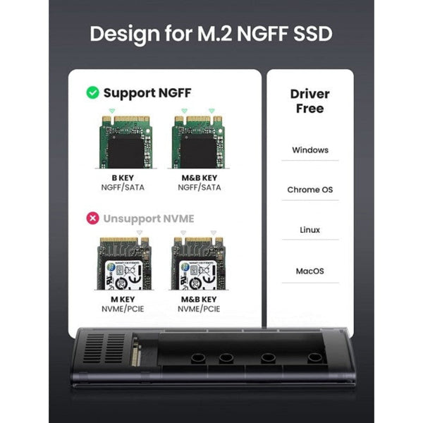 Ugreen 10903 M.2 Sata Ngff Ssd Hard Drive Enclosure Drive Enclosures & Docks