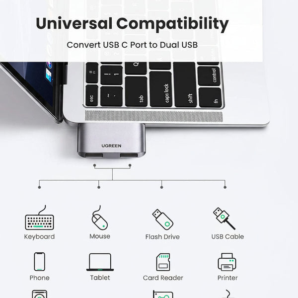 Ugreen 10912 Usb C To 3.0 X2 Adapter Usb Cables Hubs & Adapters