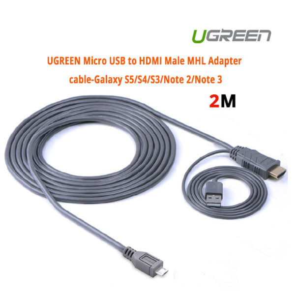 Ugreen Mhl Micro Usb 11 Pin To Hdmi Adater Cable 2M (20139) Monitor/Av Cables & Adapters