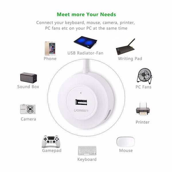 Ugreen 20270 Usb 2.0 4 Port Hub White Usb Cables Hubs & Adapters