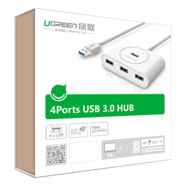 Ugreen Usb 3.0 4 Ports Hub White 1M (20283) Usb Cables Hubs & Adapters