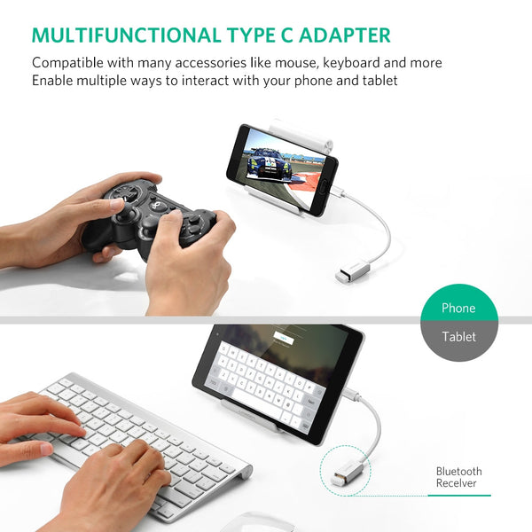 Ugreen Usb Type C Male To 3.0 A Female Otg Cable White 15Cm (30702) Cables & Adapters