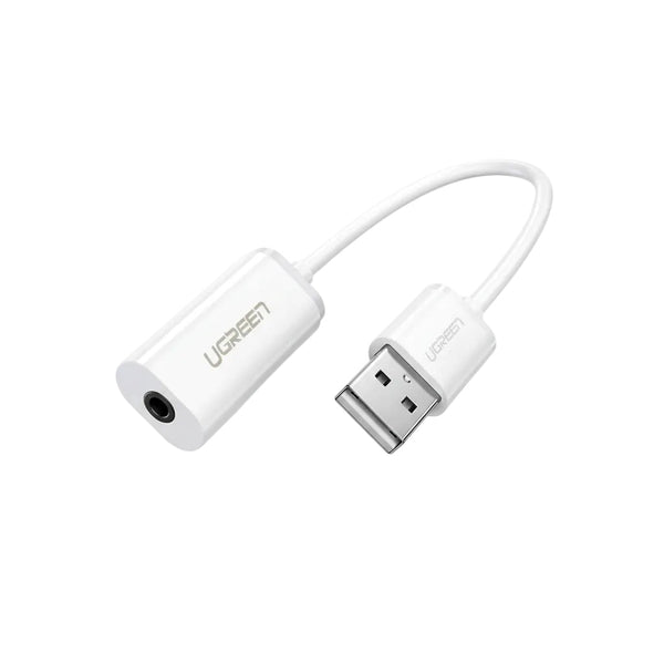 Ugreen Usb A Male To 3.5 Mm Aux Cable (White) Audio Cable Plugs & Jacks