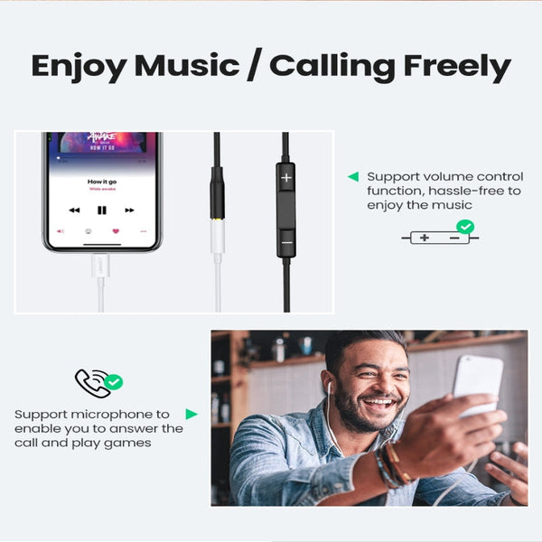 Ugreen 30759 Iphone 8 Pin To 3.5Mm Headphone Adapter Audio Cable Plugs & Jacks