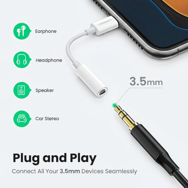 Ugreen 30759 Iphone 8 Pin To 3.5Mm Headphone Adapter Audio Cable Plugs & Jacks