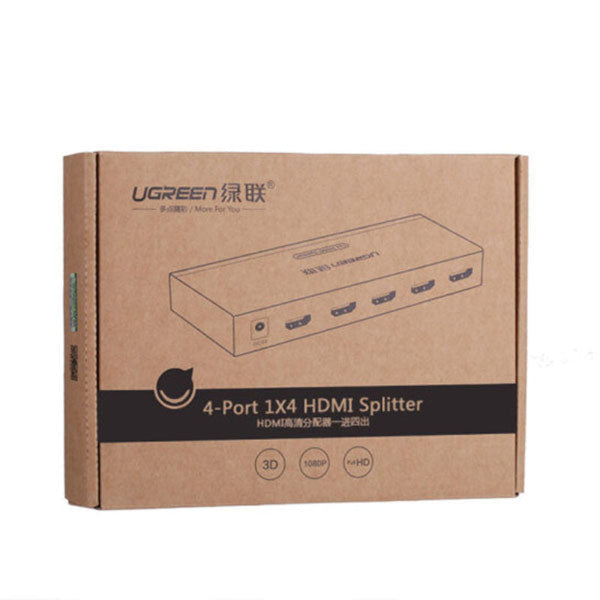 Ugreen 1 X 4 Hdmi Amplifier Splitter Black (40202) Splitters Couplers & Adapters