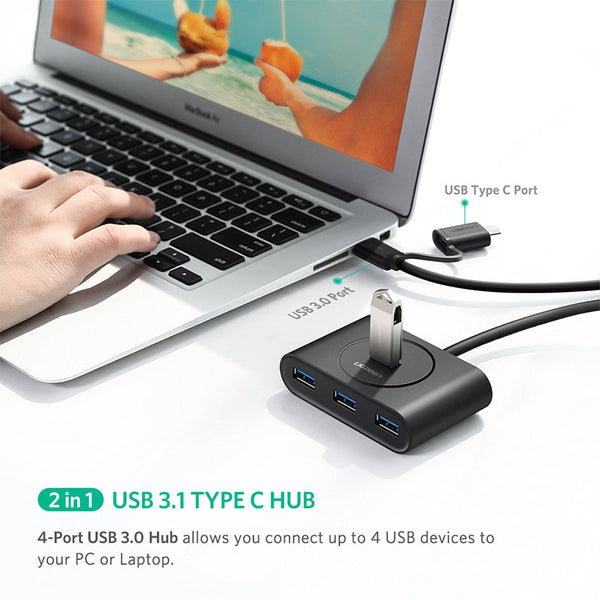Ugreen Usb 3.0 Hub With Type C Port Black 1M 40850 Usb Cables Hubs & Adapters