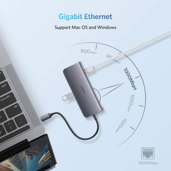 Ugreen Type C 9 In 1 Multifunction Adapter Hdmi/ Vga/Gigabit/Typec/Usb3.0 X 3/Sd/Tf (40873) Monitor/Av Cables & Adapters