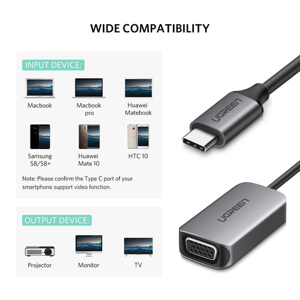 Ugreen Usb Type C To Vga Converter 50316 Monitor/Av Cables & Adapters