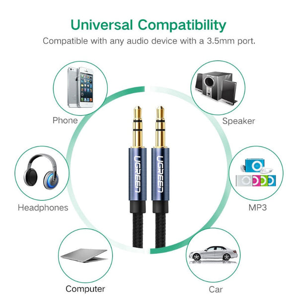 Ugreen 3.5Mm Male To Audio Cable White 2M 50368 Audio Cable Plugs & Jacks