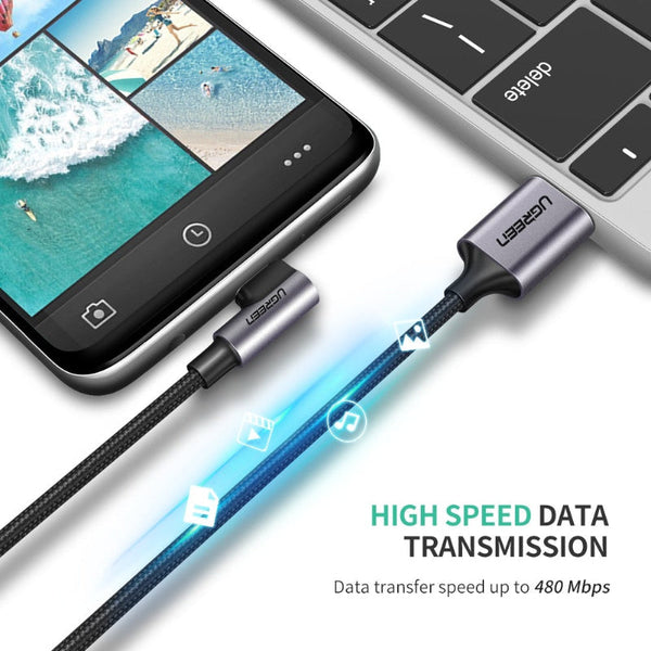 Ugreen Angled Usb Type C To 2.0A Cable 2.0M 50942 Cables & Adapters
