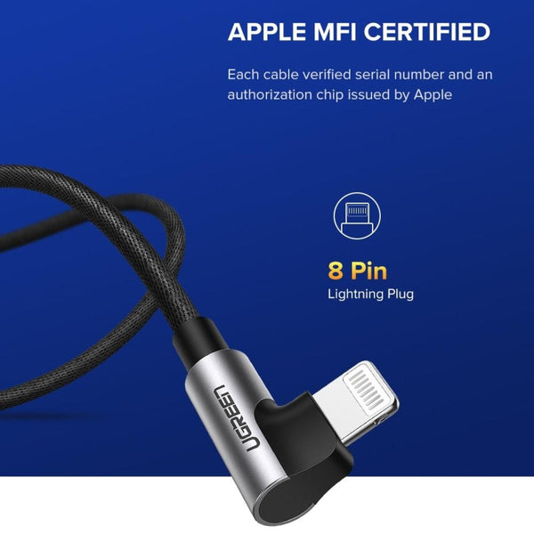 Ugreen 60521 Usb A To 8 Pin 90 Degree Angel Cable 1M Cables & Adapters