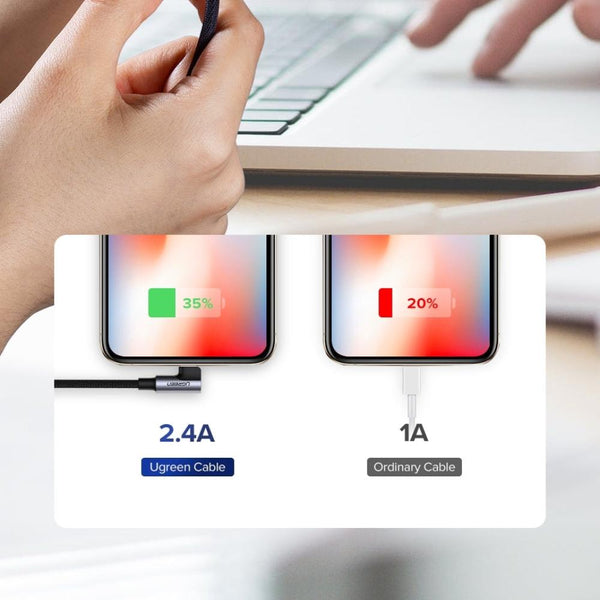 Ugreen 60521 Usb A To 8 Pin 90 Degree Angel Cable 1M Cables & Adapters