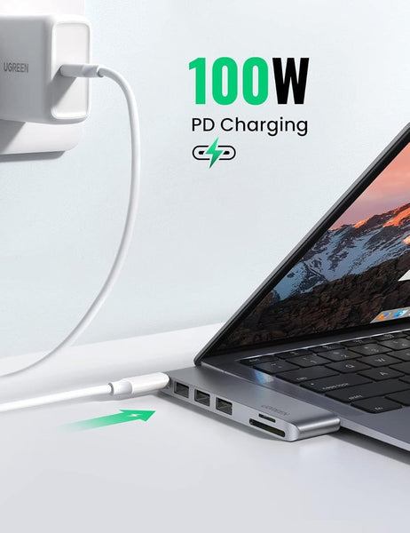 Ugreen 60560 Usb C Hub For Macbook Aluminum Type C Adapter With 3 3.0 100W Usb Cables Hubs & Adapters