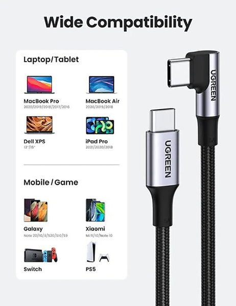Ugreen 70643 Usb C To Angle Cable 1M Cables & Adapters