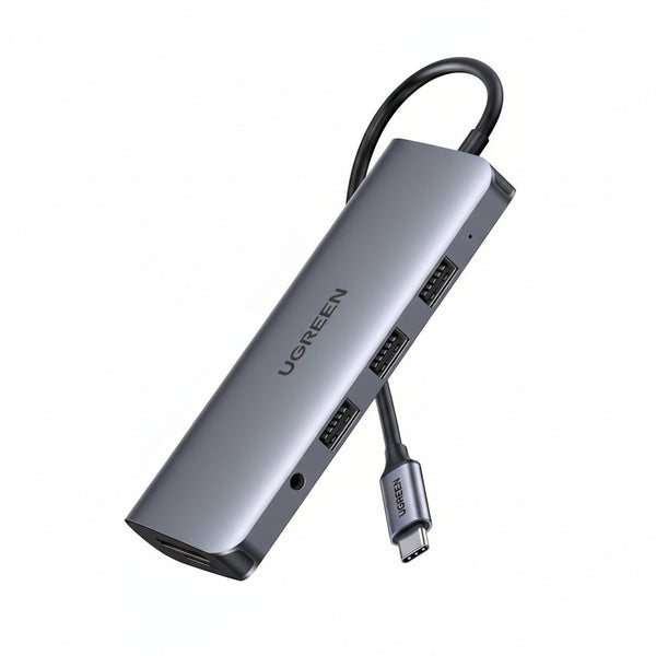 Ugreen Usb C To 3*Usb 3.0 A+Hdmi+Vga+Rj45 Gigabit+Sd/Tf+Aux3.5Mm+Pd Converter Gray With 80133 Usb Cables Hubs & Adapters