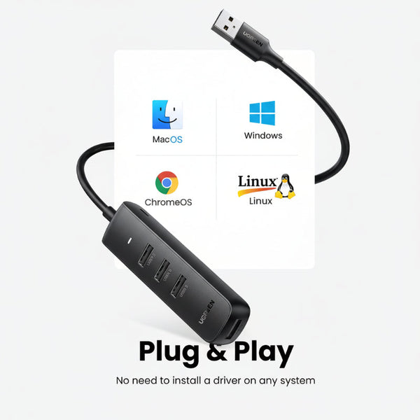 Ugreen 80657 Usb 3.0 4 Port Hub Usb Cables Hubs & Adapters