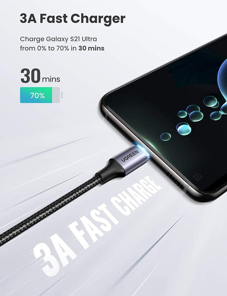 Ugreen 80714 Usb C 2.0 To Angle Cable Black 3M Usb Cables Hubs & Adapters