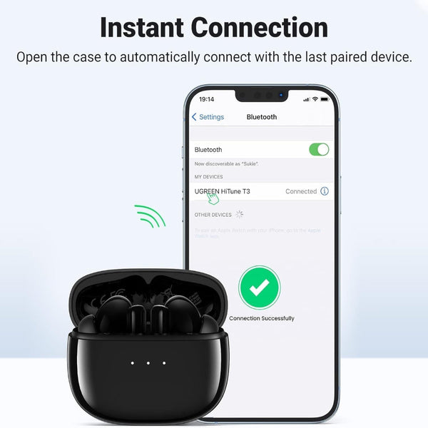 Ugreen 90401 Hitune T3 Active Noise Cancelling Wireless (Black) Earbuds