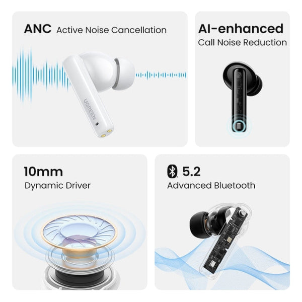 Ugreen 90401 Hitune T3 Active Noise Cancelling Wireless (Black) Earbuds
