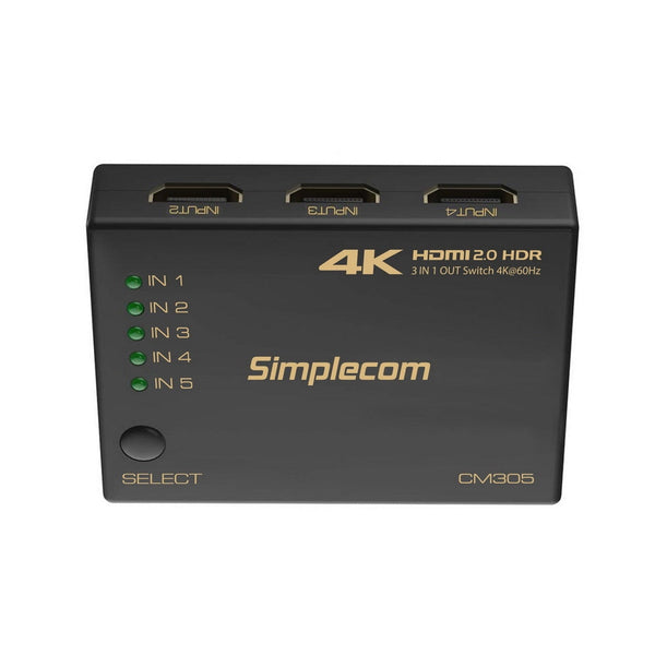 Simplecom Cm305 Ultra Hd Way Hdmi Switch In 1 Out Splitter 4K@60Hz Splitters & Combiners