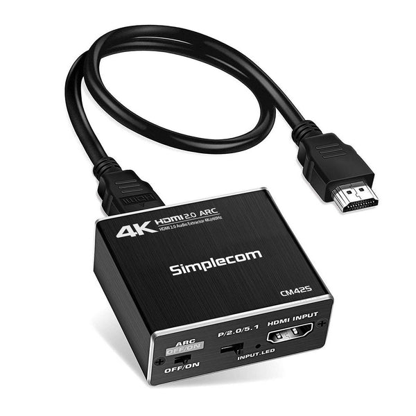 Simplecom Cm425 Hdmi 2.0 Audio Extractor Optical Spdif And 3.5Mm Stereo With Arc 4K@60Hz Monitor/Av Cables & Adapters